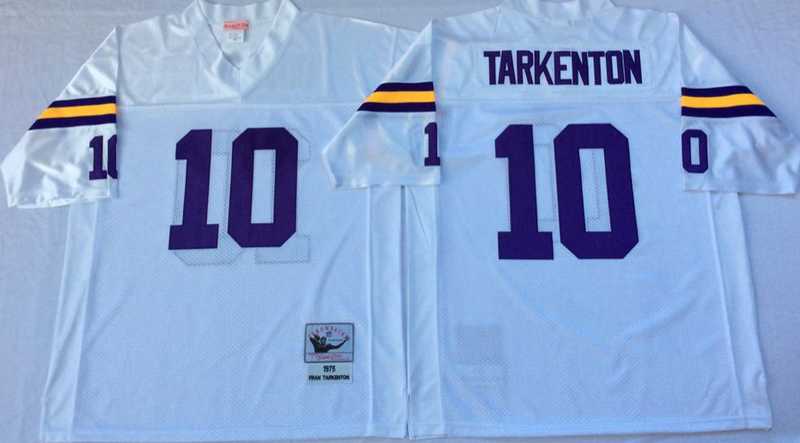 Vikings 10 Fran Tarkenton White M&N Throwback Jersey